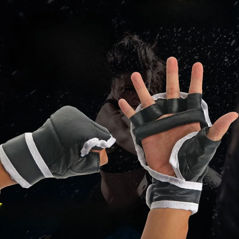 Guantes de MMA para Hombre, Guantes de Boxeo sin Dedos, Manoplas de Palma Abierta para Saco de Boxeo, para Entrenamiento de Kickboxing, Sparring y Muay Thai
