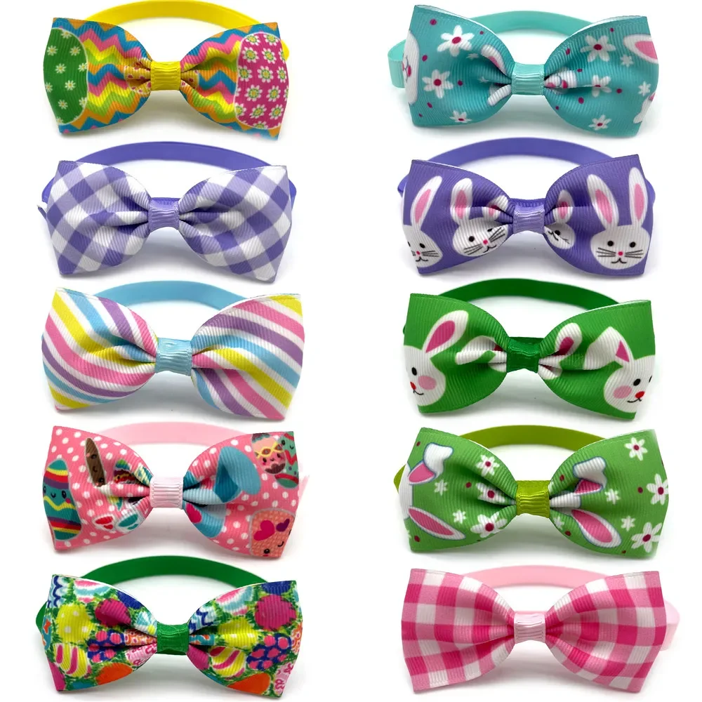 50/100pcs Easter Bow Tie Eggs Rabbit Style Puppy Dog Supplies Pet Dog Bowtie Small Dog Cat Bowtie Grooming Accessories