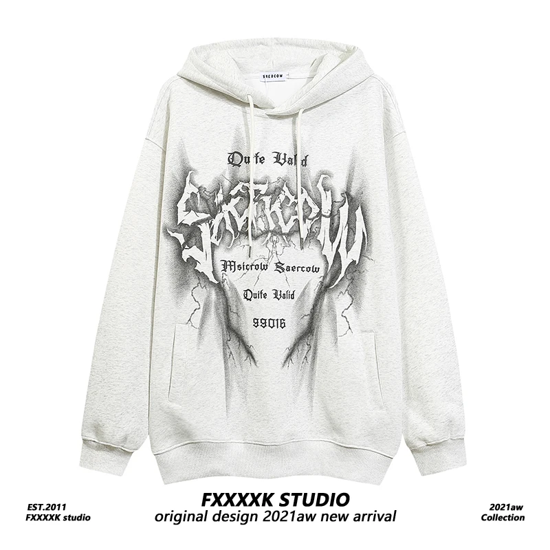 

Оригинальная толстовка с капюшоном FXK в уличном стиле, свободного кроя, с принтом, модная уличная одежда для пар, в стиле хип-хоп, с индивидуальным дизайном