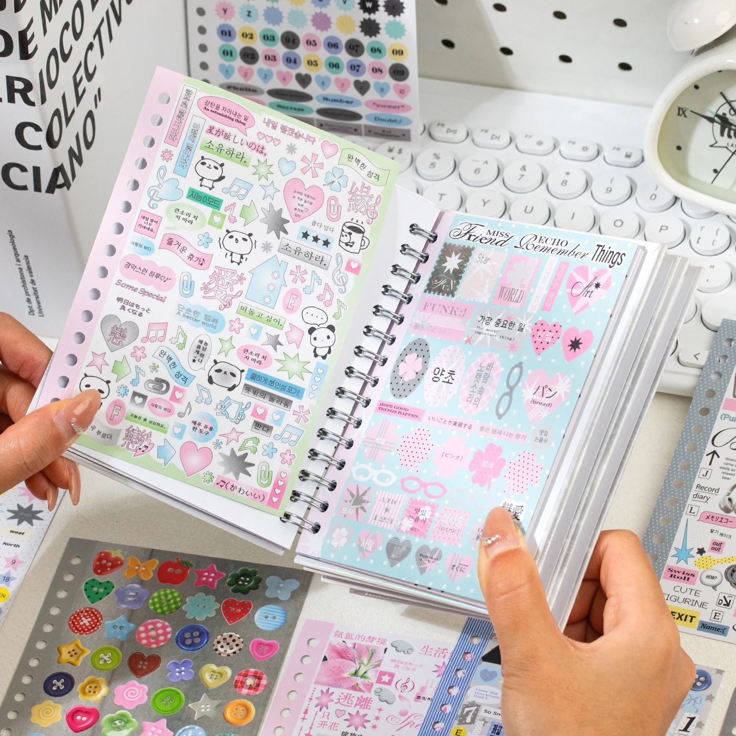 30 Pcs Die-Cut Sticker Book Japanese Anime Character Theme Showa Style Glitter Matte Glossy Finish School Stationery Supplies