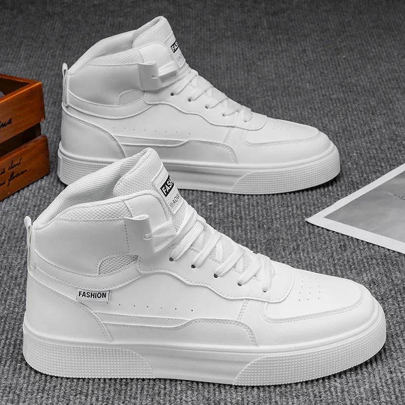 

Men's mid-top outdoor sports shoes, skate shoes, fashionable, comfortable, trendy, street versatile, casual shoes, white sneaker