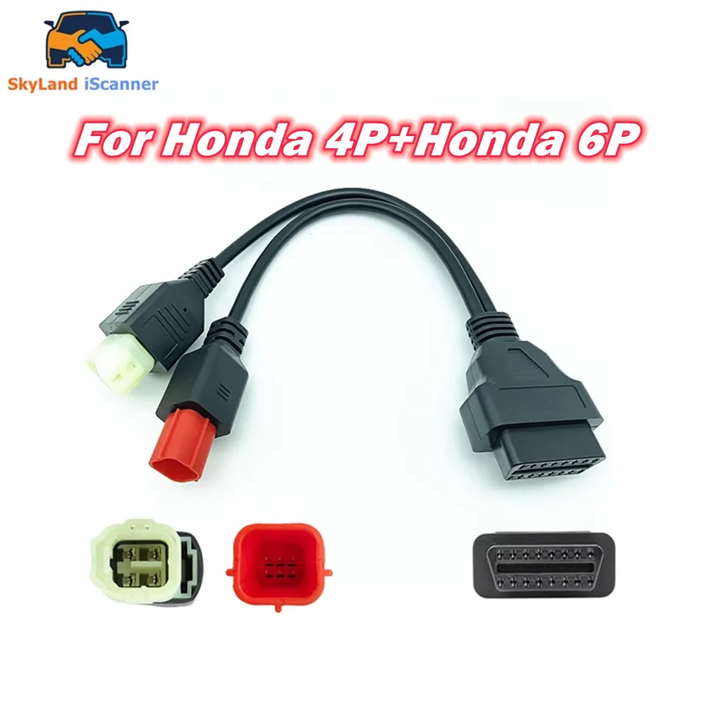 Latest For HONDA 4pin and 6pin 2 in 1 Plug Super practical OBD2 Diagnostic Cable OBD Fault Code Reader Adaptor easy to operate