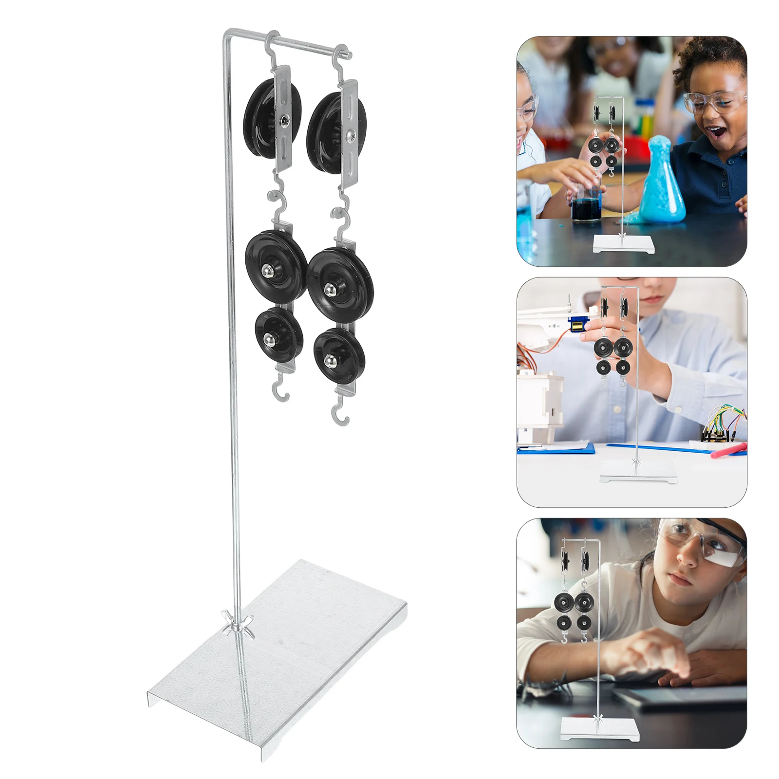 

2 Sets Pulley Block Experimental Equipment Cable System Single and Double Fixed Pulleys Wheel Plastic Rack Metal Hardware