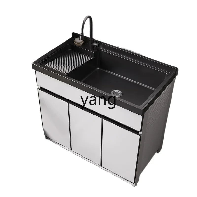 LH   Alumimum Balcony Washing Machine Cabinet Combination Partner Pool Tank Integrated with Washboard