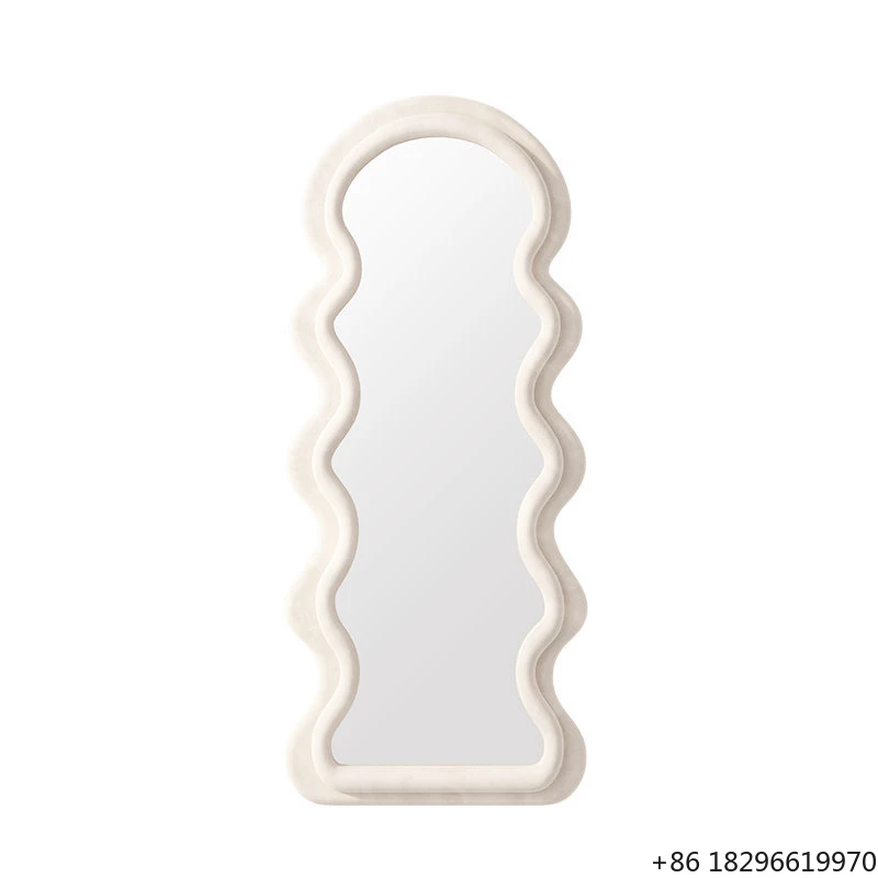 INS Style Full Length Floor Mirror Wall Mirror Velvet Flannel Frame Decorative Body Mirror For Bedroom Living Room Home Decor