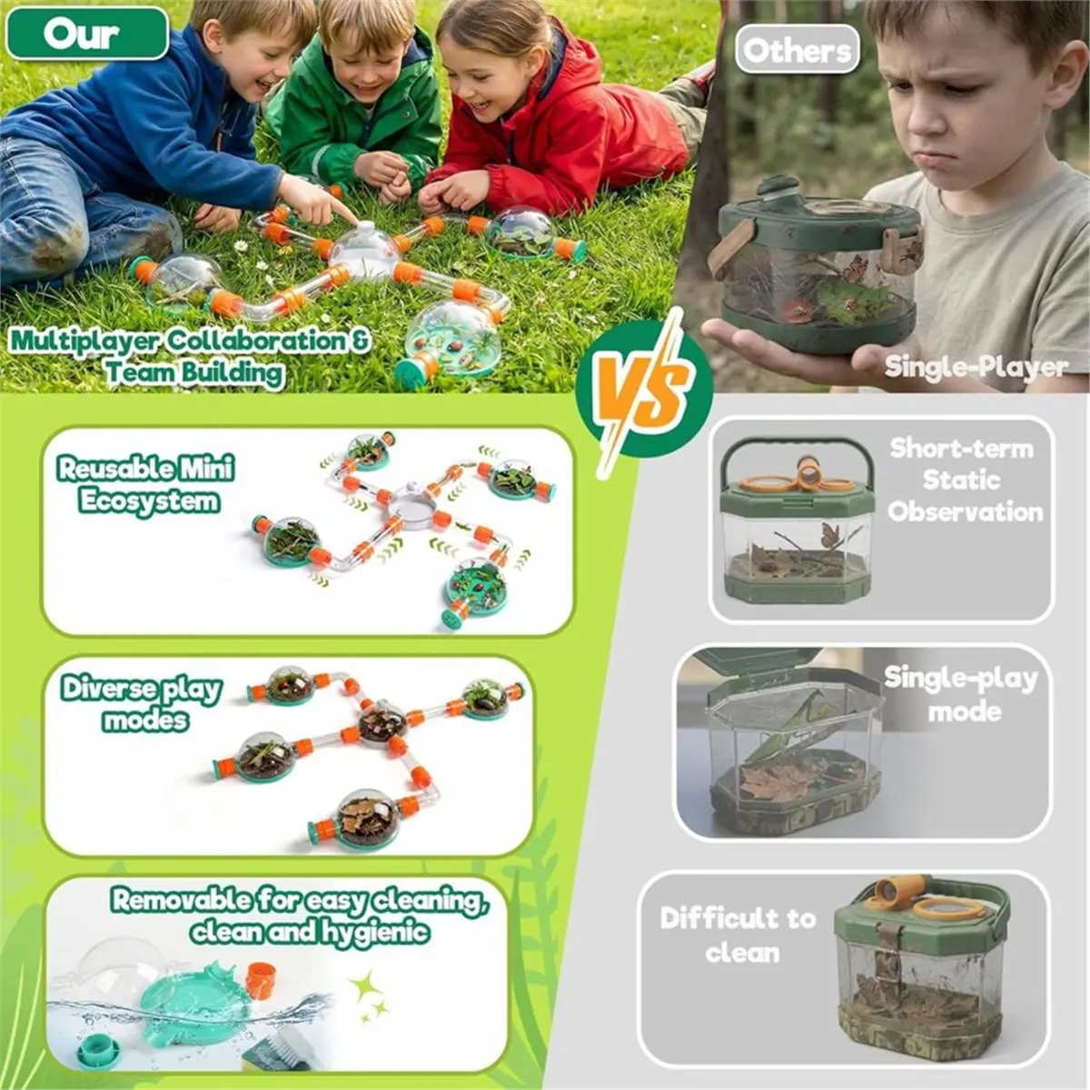 Home Tool Bug Catcher for Kids, Bug Catcher Kit for Kids with Insect Net and Tweezers, Insect Habitat, Outdoor Toy for Ages 4-8