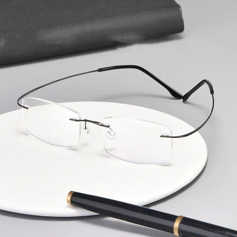 

Очки без оправы из чистого титана, супер гибкие дужки, оптические очки по рецепту, оправа для близорукости и дальнозоркости для мужчин и женщин