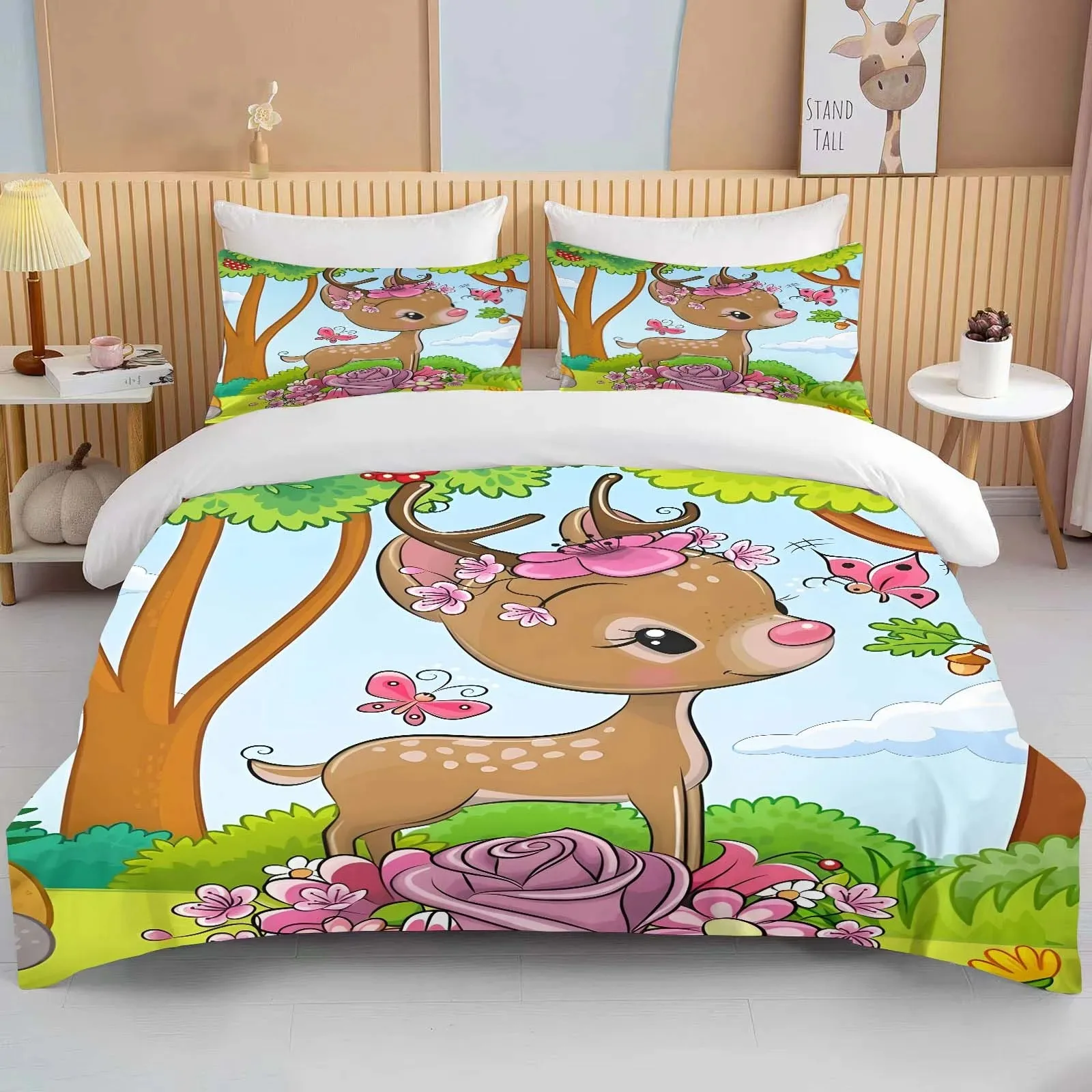 

Disney Bambi Duvet Cover Pillowcase, Cute Home Bedding Duo Set, Comes in a variety of sizes for adult and children's gifts