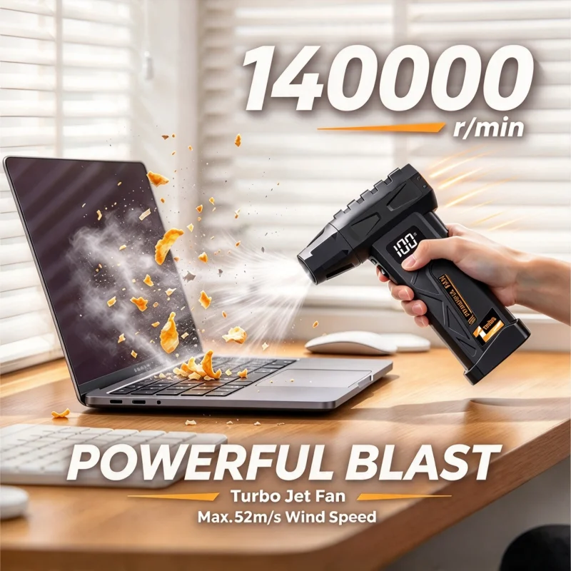 Electric Air Duster Jet Blower Cordless Powerful Handheld Compressed Air Blower for Computer Keyboard Car Cleaning