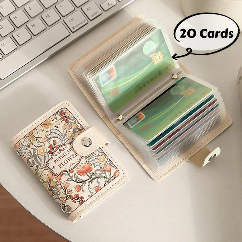 

Concise Design 20 Card Pockets Women Wallets PU Leather Large Capacity Money Bag Lightweight Waterproof Business Card Case Women