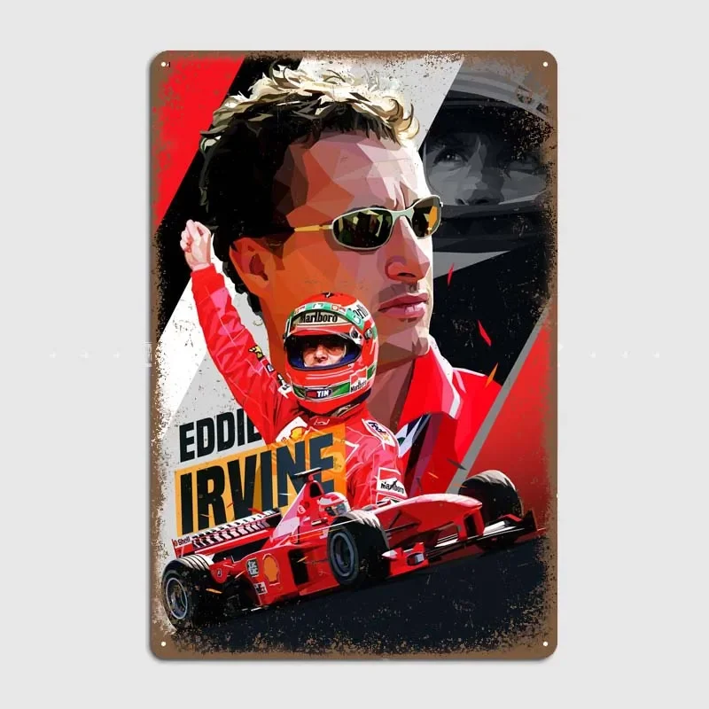 Low Poly Eddie Irvine Vintage Decoration F1 Metal Signs Vintage Modern Home Decoration Accessories Garage Bar Decor Retro Poster