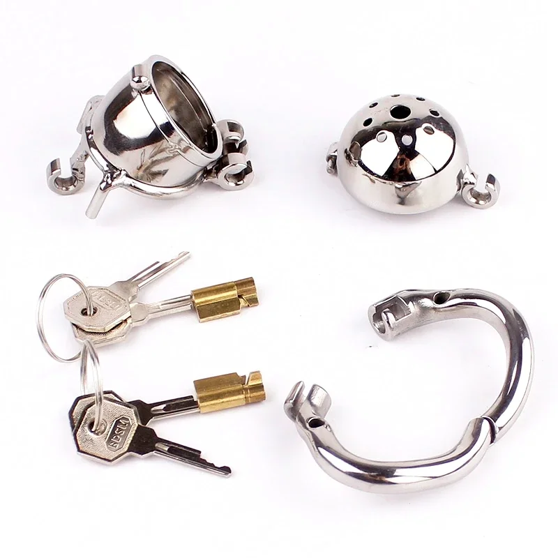 Double Lock Design Male Chastity Device Stainless Steel Chastity Belt Metal Penis Lock Chastity Penis Ring Sex Toys For Men