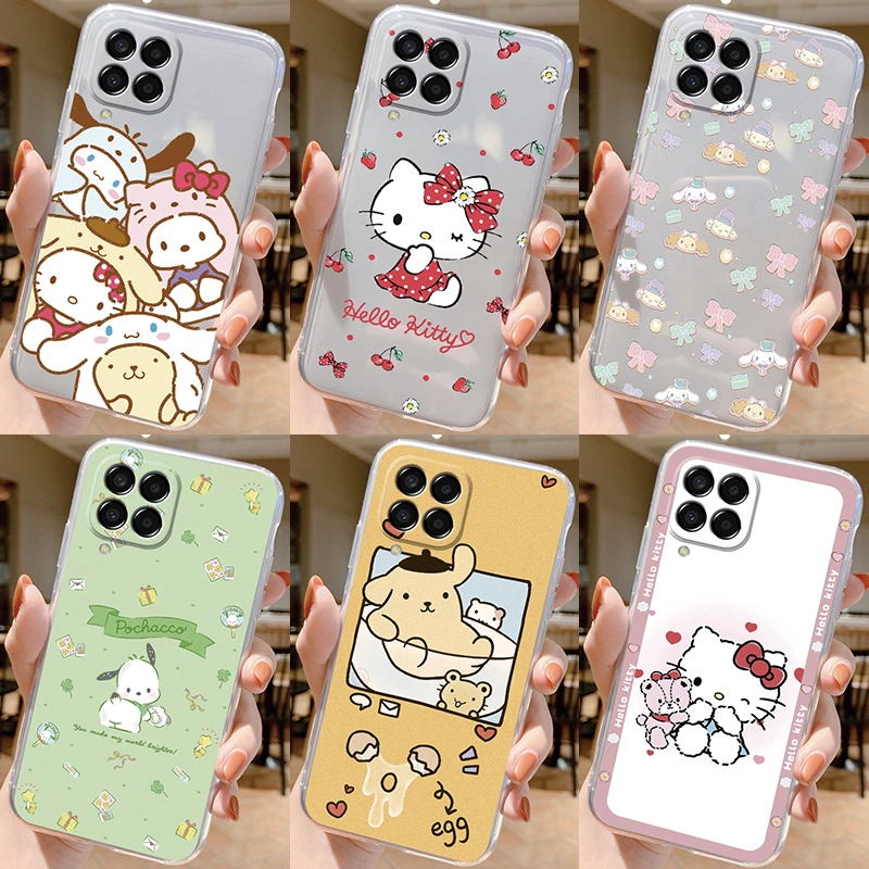 For Samsung M33 5G Case Protective Cartoon Sanrio Transparent Soft TPU Silicone Fundas For Samsung Galaxy M 33 Cover Bumper Cute