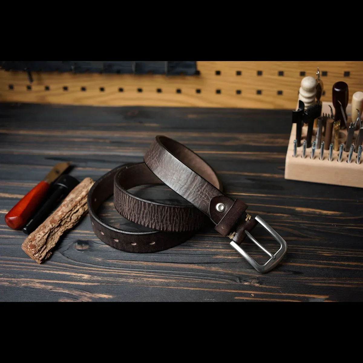 6mm Thickness Buffalo hide Cowhide Retro Style Stainless Steel Buckle Belt Hand Craft Layer Leather Belt 38mm Width