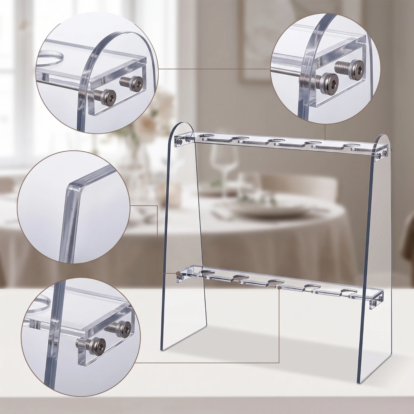 Champagne Flute Stand 2-Tier Champagne Flute Holder Acrylic Stand with Two Tiers Clear Glassware Transparent - view 5