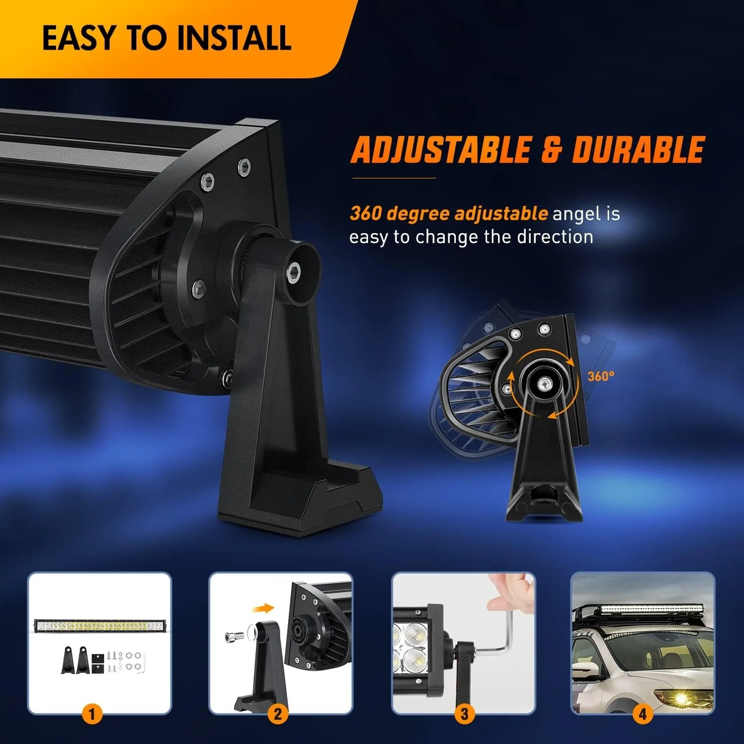 Nilight 22 Inch 120W Spot Flood Combo Off Road Led Light Bar Work Light Driving Lamp with 16 AWG Wiring Harness Kit for Truck Jeep ATV SUV