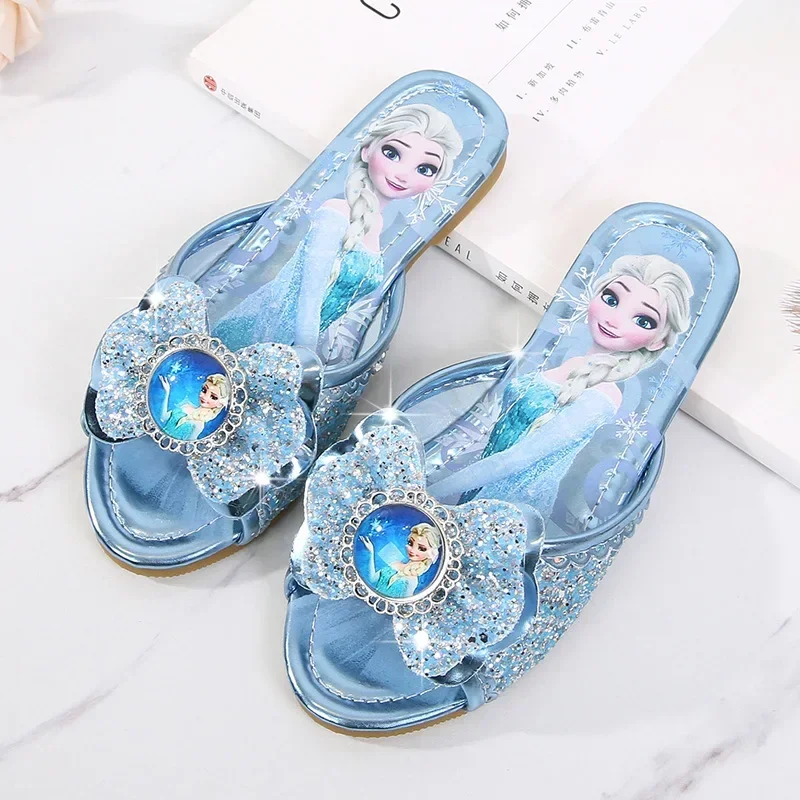 Disney elsa princess slippers summer children girls indoor and outdoor non-slip drag girls frozen slippers