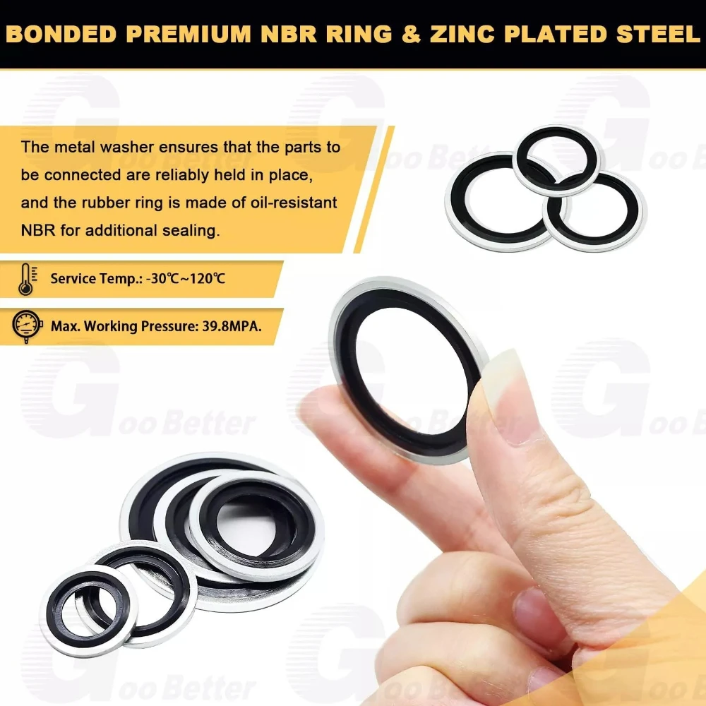 165PCS Spacer Self-Adhesive Core Gaskets Sealing Ring M6 M8 M10 M12 M14 M16 M18 M20 M22 M24 Galvanized Repair Box O-ring Ring