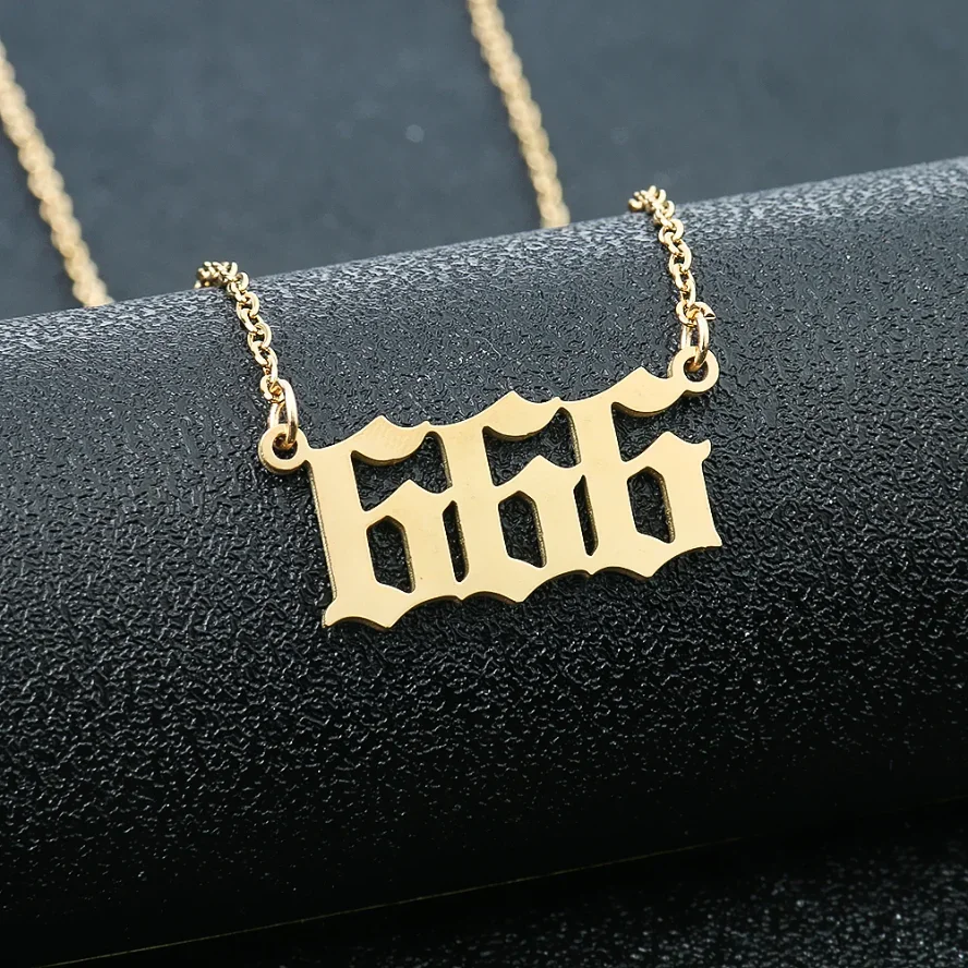 Evil Number 666 Bible Demon Symbol Pendant Stainless Steel Chains Charms Necklace Falling Angels Devil Satanic Jewelry Necklace view 3
