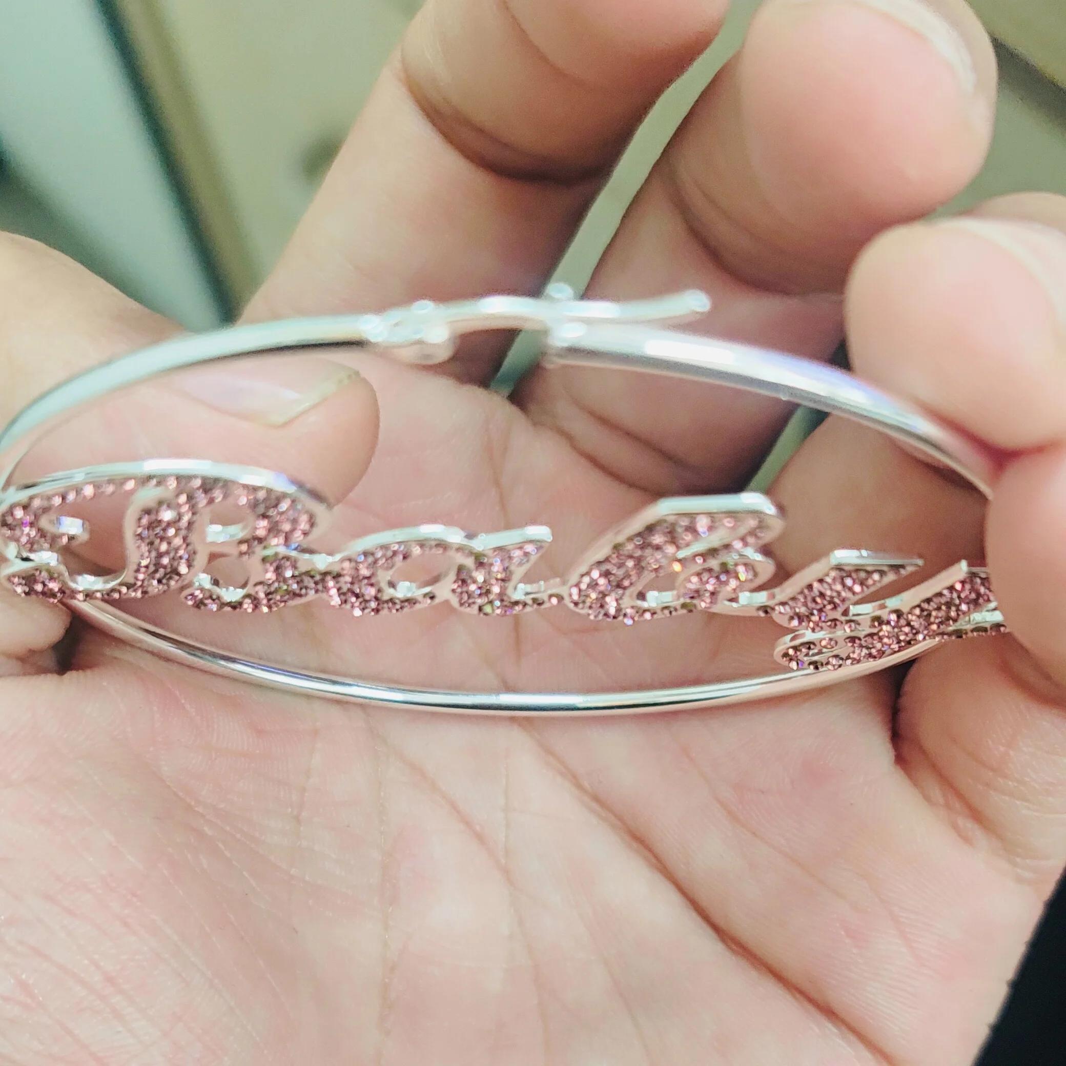 Custom Name Earrings With Diamond Customized Pink Bling Name Hoops Earrings Personalized Zircon Earrings Jewelry For Women Gift