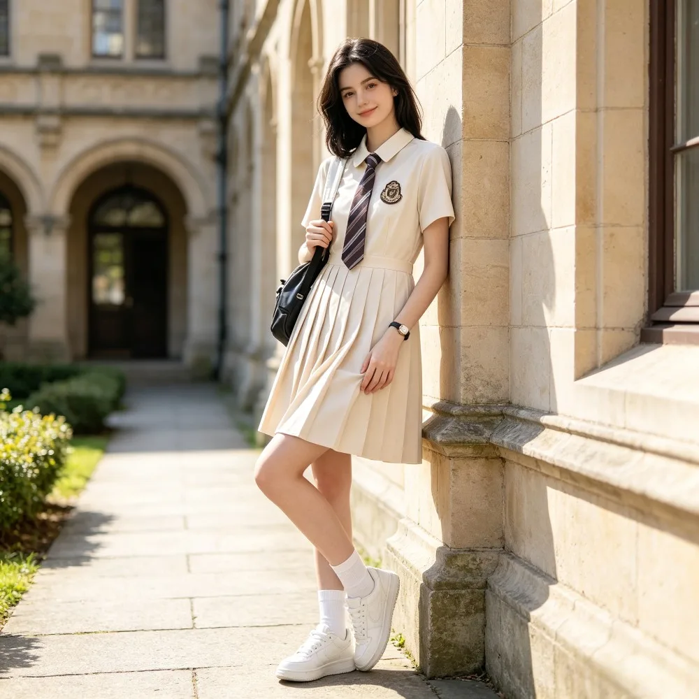 School Uniform British Preppy Summer Graduation Class Suit,High School Recital Stage Performance Outfit For Student Campus Event