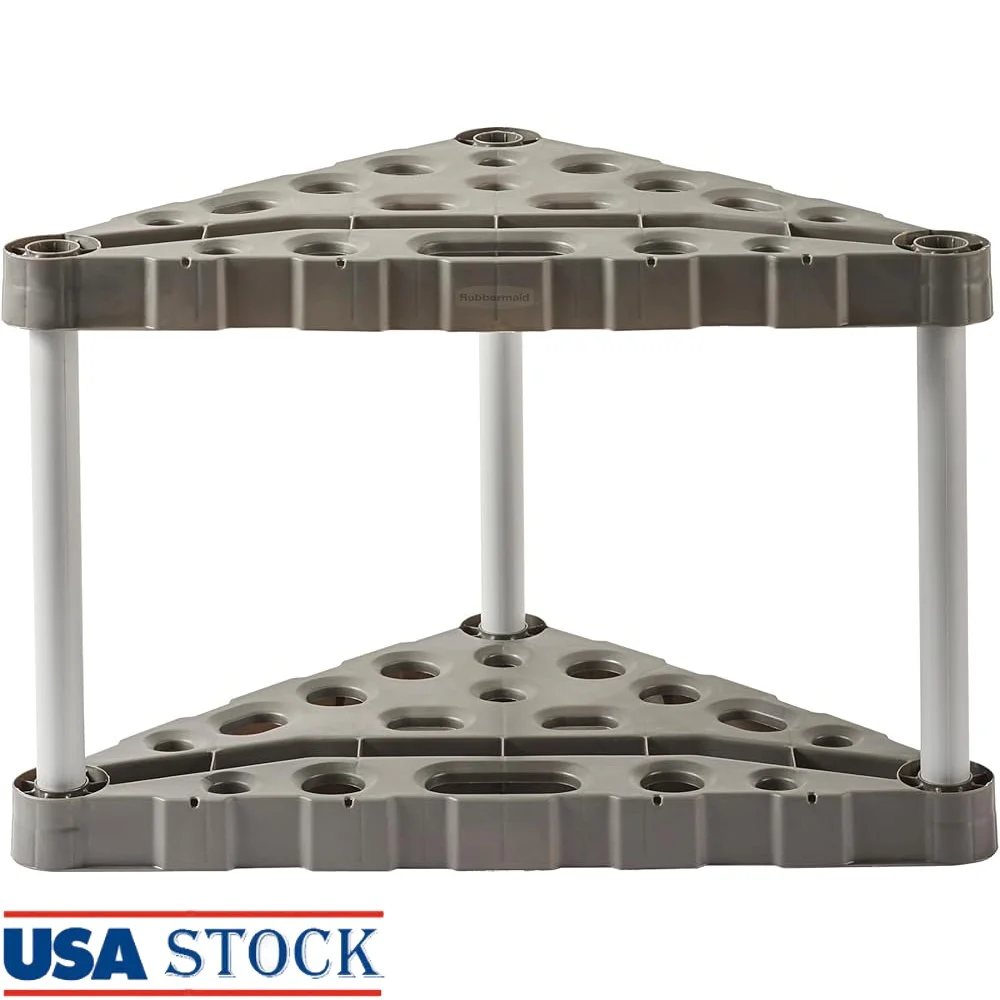 

Plastic Garage Corner Tool Tower Rack Organizes 30 Long-Handled Tools Easy Assembly Sturdy Design Space Saving Storage Solution