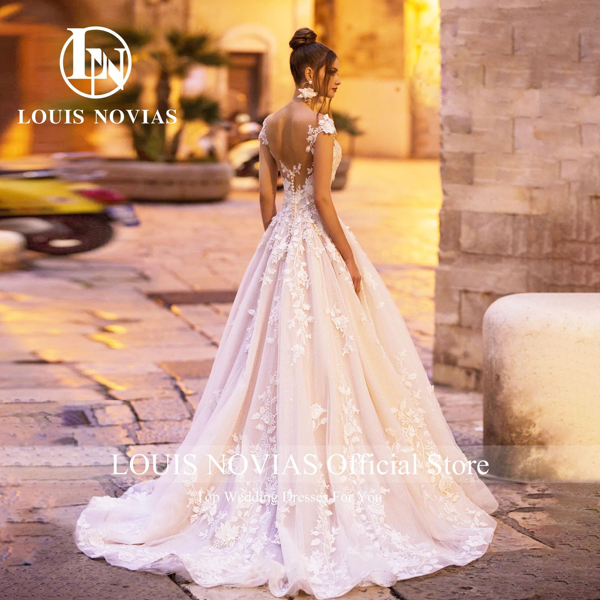 Louis Novias romantische Brautkleider für Frauen schulter freie rücken freie Applikationen Schatz Brautkleid Vestidos de Novia