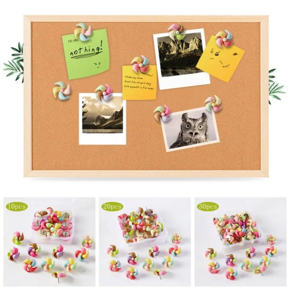 10/20/30Pcs Creative Windmill-Shaped Pushpins 3D Reusable Board Push Pin with Box Cute Decorative Studs Wall Markers