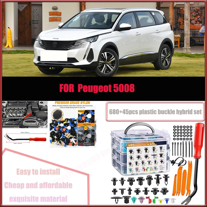 

For Peugeot 5008 Ford Audi BMW Car Plastic Retainer Clips Kit 680+45pcs Auto Fender Push Pin Car Fastener Clip Mixed Set