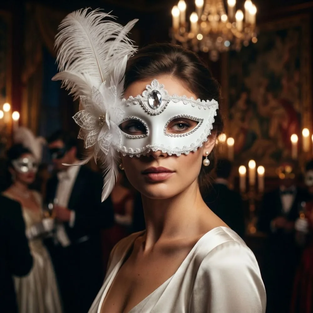 Novelty Rhinestone Half-Face Mask Multicolor Flower Masquerade Ball Mask Cosplay Fancy Prom Feather Mask Women's Event 2