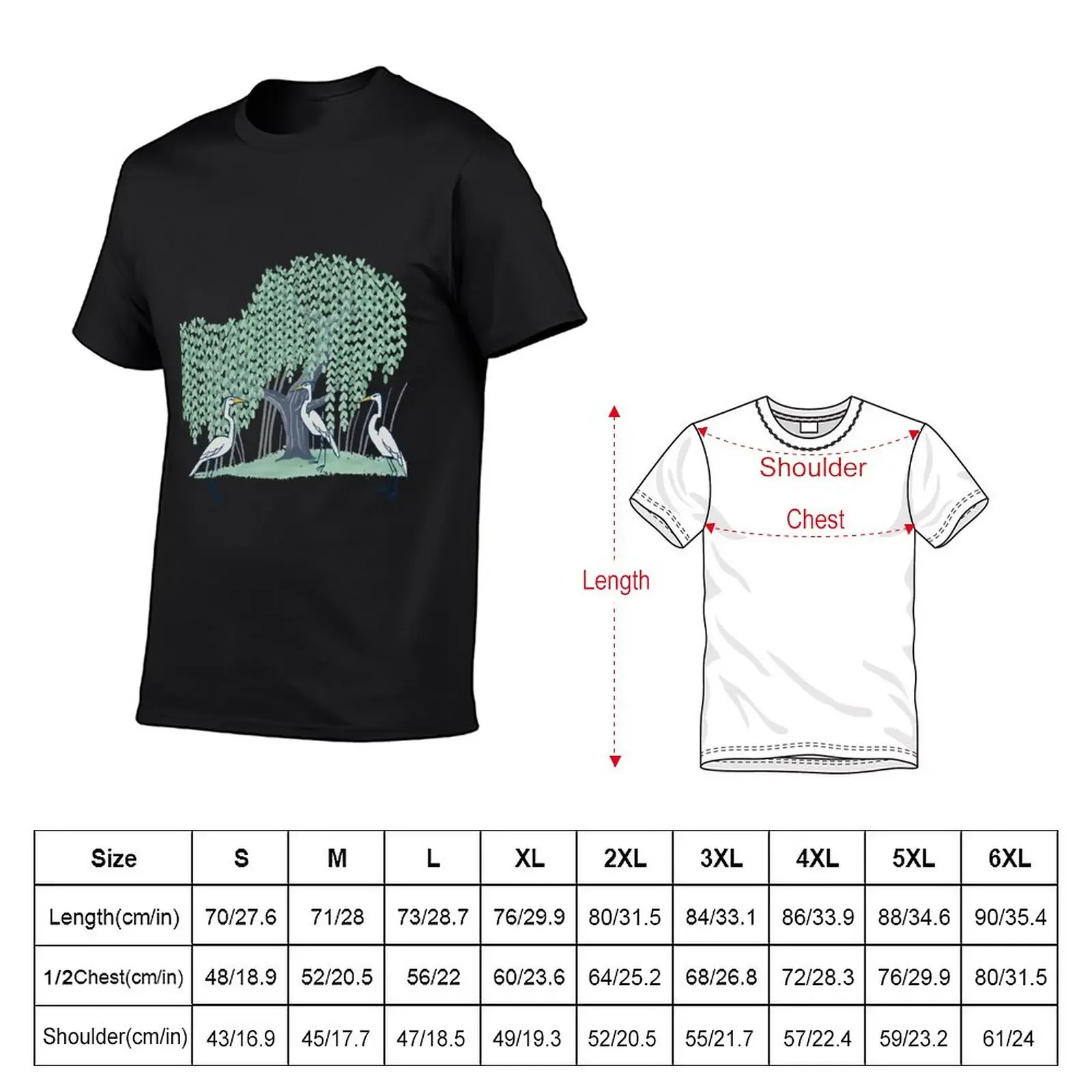 Herons and Weeping Willow T-Shirt basketball graphic tees boys animal print vintage plain t shirts for men graphic