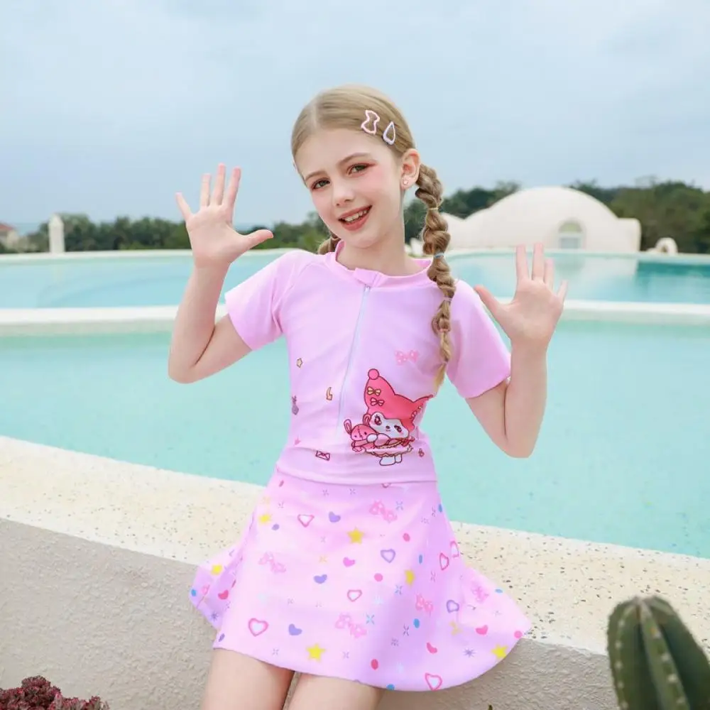 

Купальники для девочек Sanrio Kuromi My Melody, летние пляжные шорты, детские купальники для отдыха, пляжные детские быстросохнущие бикини