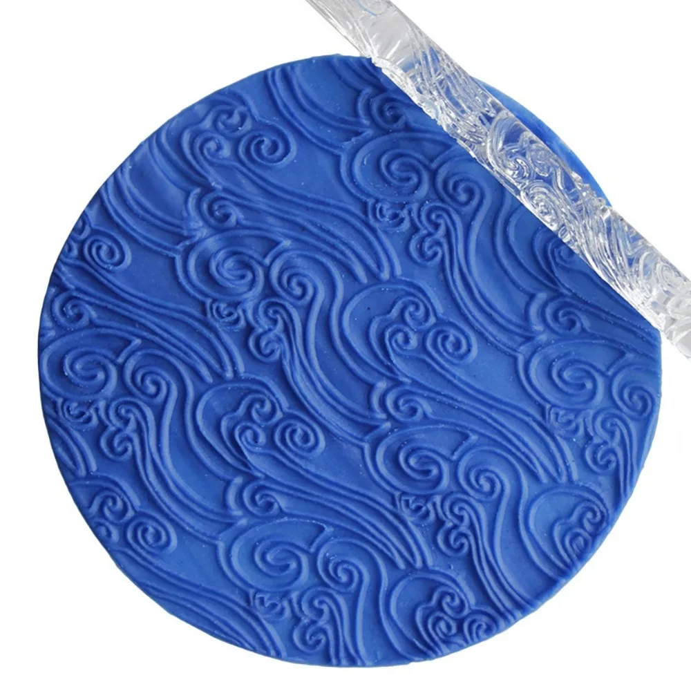 Acrylic Acrylic Rolling Pin Sea Wave Love Notes Embossing Texture Dough Rolling Pin Lightweight Cake Rolling Pin