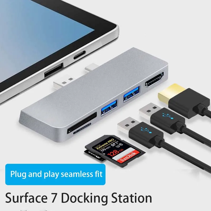 

Suitable for Microsoft Surface Pro7 dedicated docking station type-C to USB3.0 HUB HD SD/TF display converter accessory