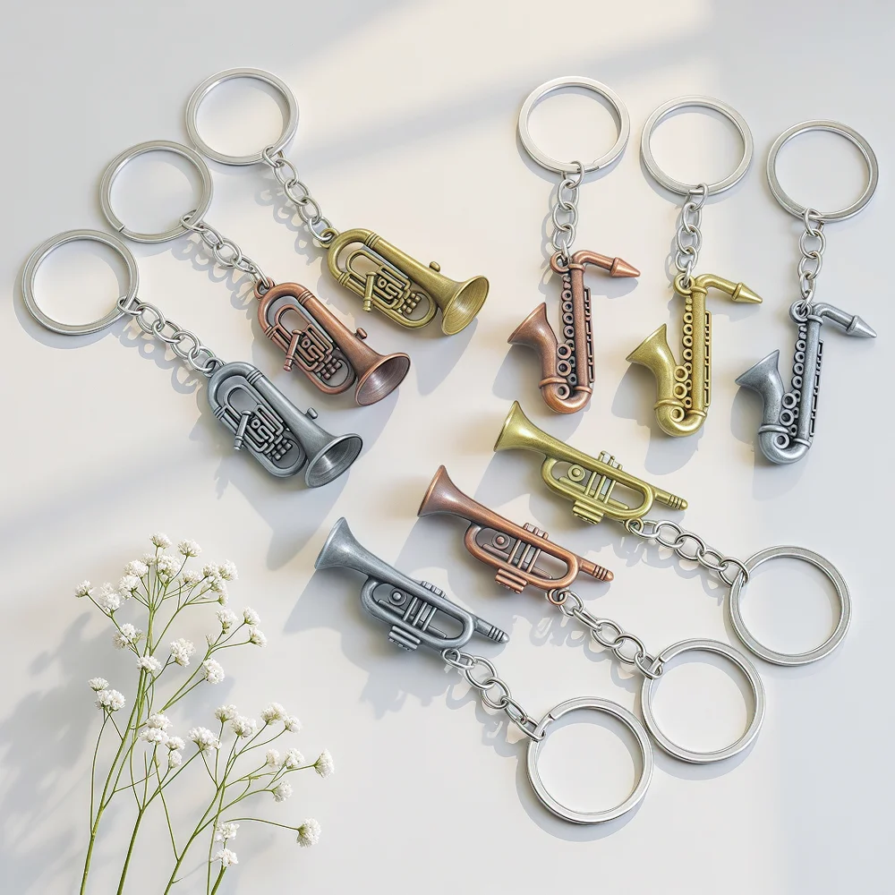 

Personalized Saxophone Pendant Key Ring Creative Music Enthusiast Mini Keychain Lover Metal Cute Accessories Keyring Small Gift
