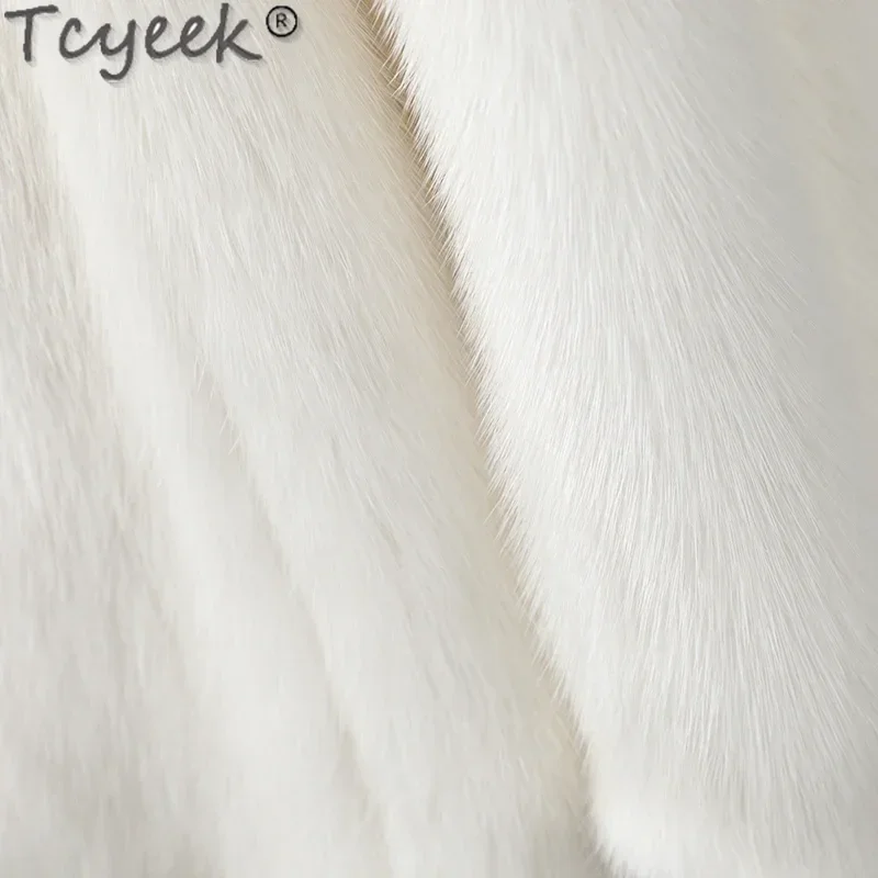 Tcyeek Real Mink Fur whole Coat Winter Women Clothes Stand Collar Women's Fur Jackets Short Style Real Fur Coats Fourrure Femme