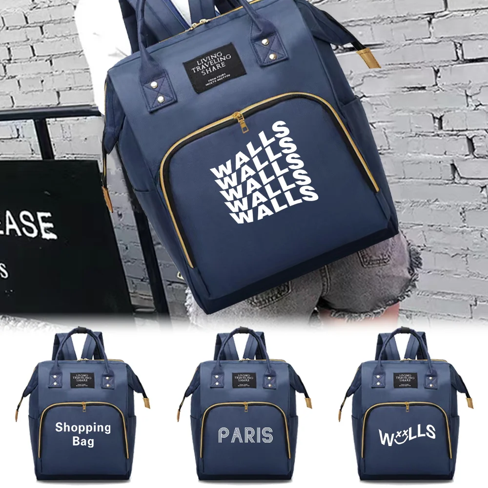 

Mommy Pack Large Capacity Multifunctional Compartments Backpack Walls Print Portable Casual Travel Storage Double Shoulder Bag