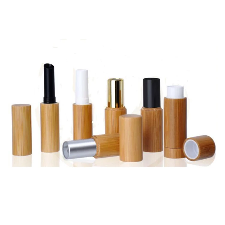 Factory Direct OEM Premium Lipstick Package Roll On Bamboo Caps Wooden Cosmetic Package Wooden Lip tube