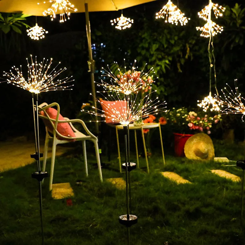 90/120/150/200 Solar Firework Light Powered Solar Lamp Waterproof Outdoor Lawn Landscape Decor Garden LED Sunlight Night Light