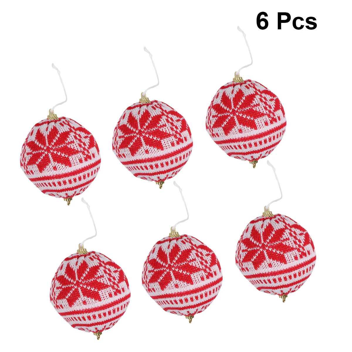 

6 Pcs Knitted Christmas Balls Decorations Ornament Red Xmas Tree Hanging Ornaments Decorate