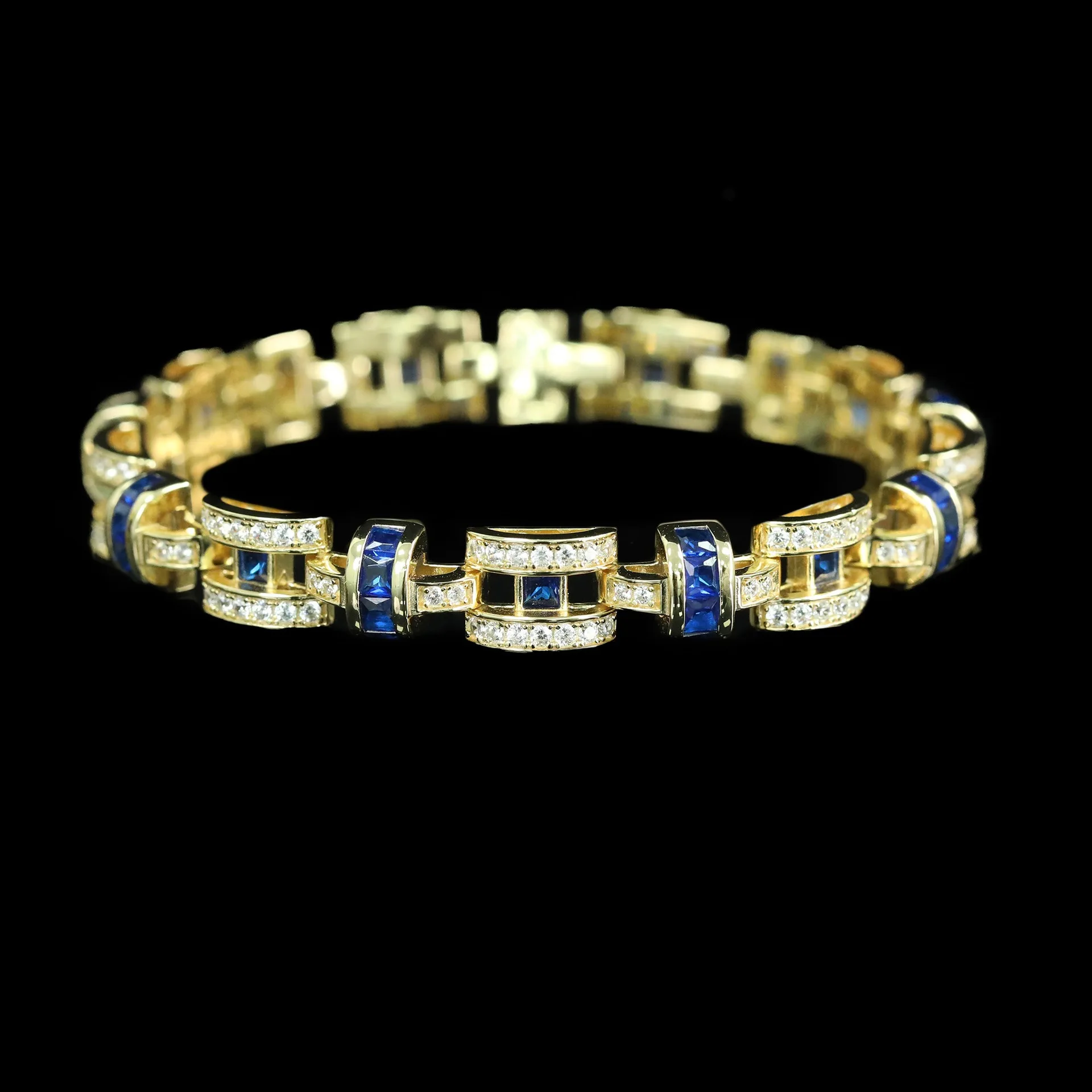 KQDANCE Solid 925 Silver With  High Carbon Diamond Lab Created Blue Sapphire Gemstone Bracelets Luxury Fine Jewelry For Women view 6