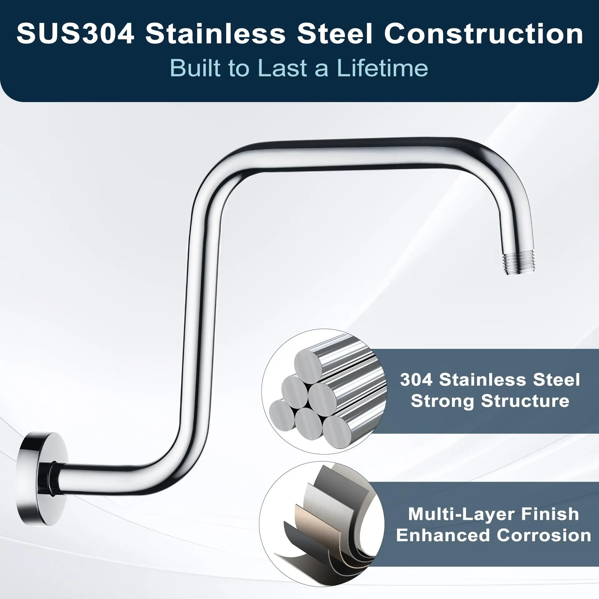 13 Inch Raised Raised Shower Arm Concealed Top Spray Rod Outlet Pipe Amazon Bath Head Extension Arm