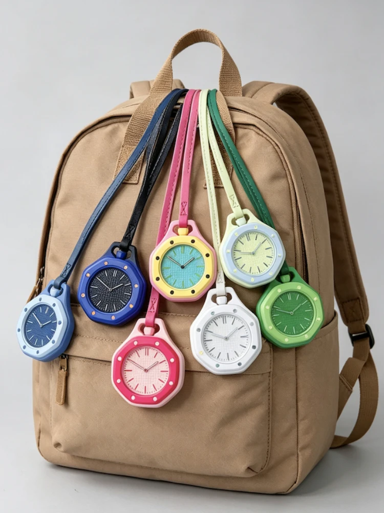 CHRONOS Octagonal Pocket Watch Necklace Multiple Color Options Leather Lanyard Casual Hanging Watch