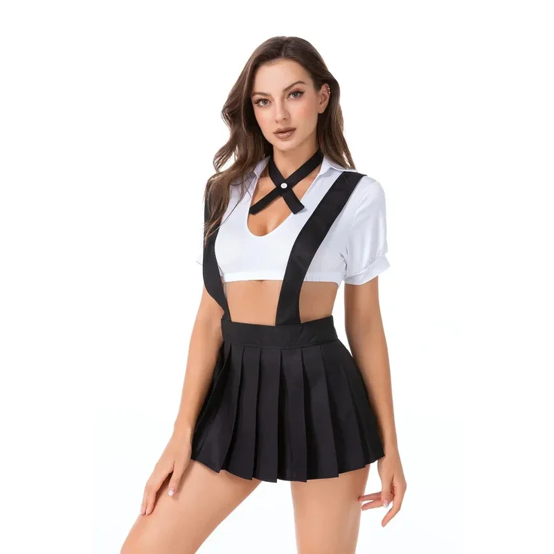 

Porno Women Sexy School Girl Costumes Cosplay Babydoll Sexy Lingerie Suspender Pleated SkirtSet Student Uniform Role Play