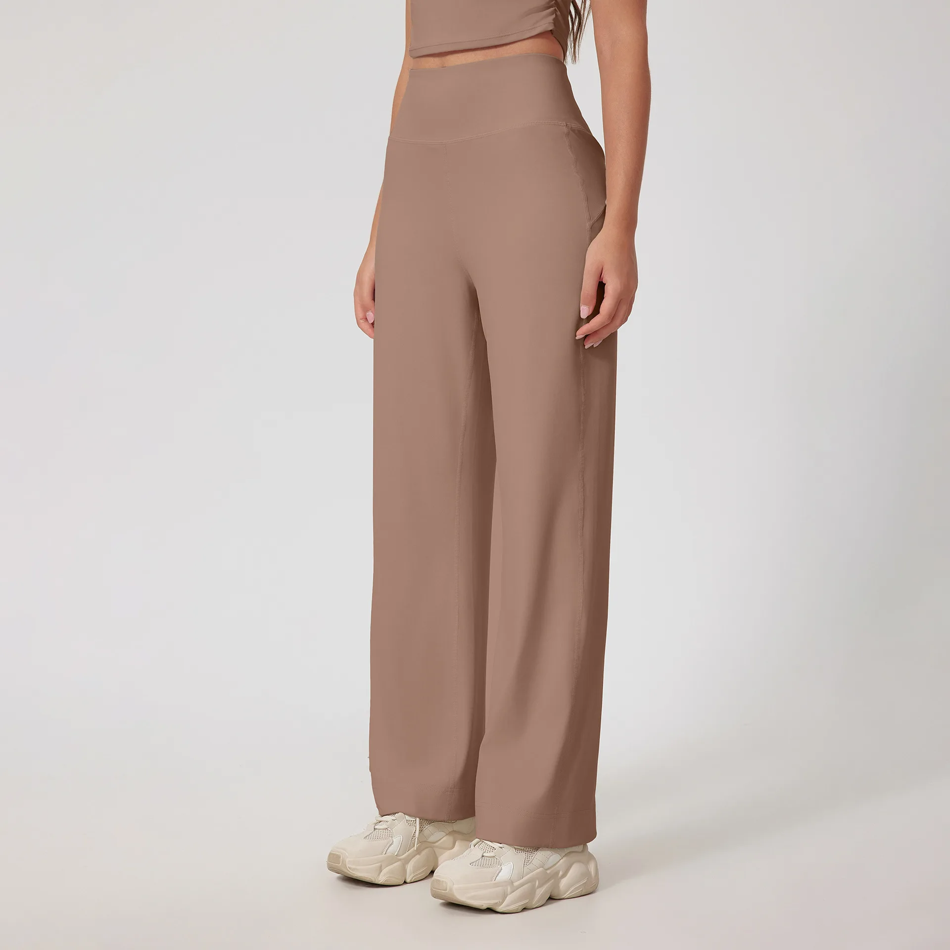 Alpha Women's High Waisted Wide Leg Straight Pants with Waist Pockets Stretch Loose Pants Comfy Casual Lounge Sweatpants image 3