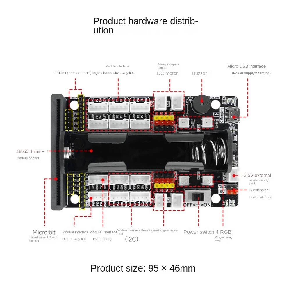 Ab53 para micro: placa de expansão de bits, placa de driver de desenvolvimento servo do motor para programação python, sensor microbit