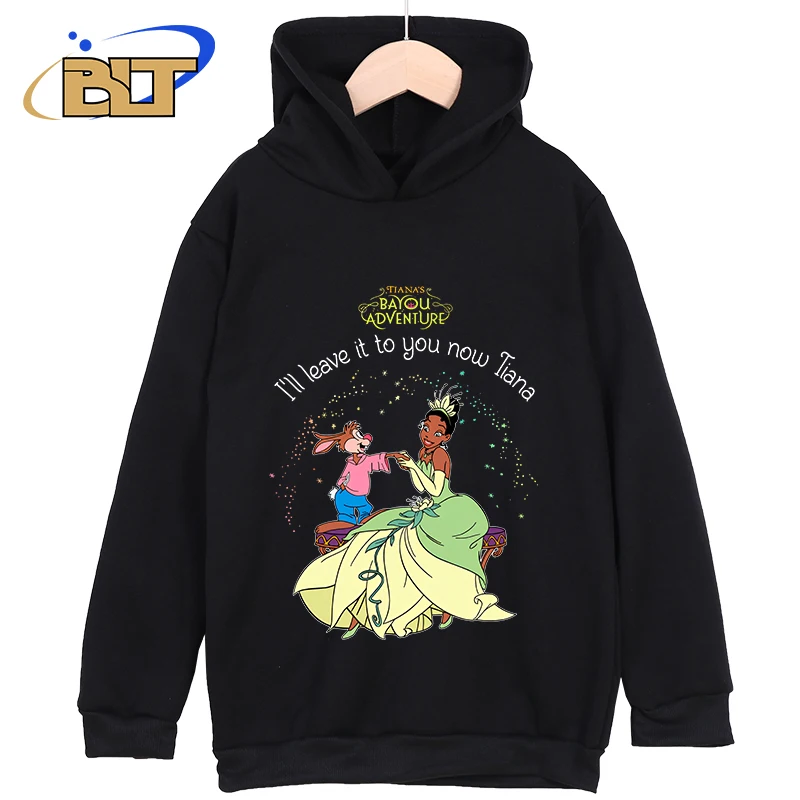 I Will Leave It To You Now Tiana Disney Princess Printed Kids Hoodies Casual Sweatshirts Sports Tops for Girls