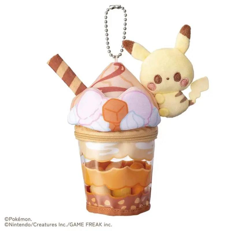 Echte TOMY Pokemon Parfait Pikachu Espurr Dessert drankjes Leuke Cartoon Pluche Pop Sleutelhanger Tas Hanger Speelgoed Gift pokepeace