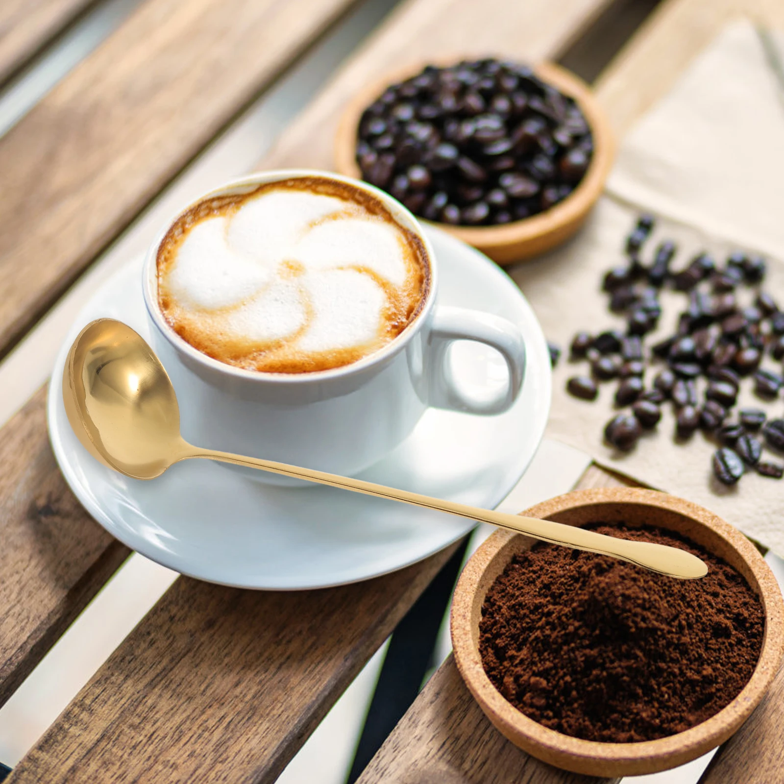 

Long Handle Stainless Steel Soup Ladle Round Spoon for Hot Pot Serving Coffee Stirring Cooking Kitchen Utensils