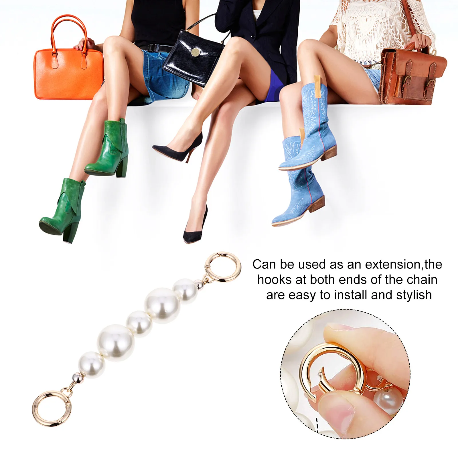 1Pcs Pearl Bag Chain High Quality ABS Alloy Imitation Pearl Strap Handbag Decoration Replacement Extender DIY Purse Handle Bag